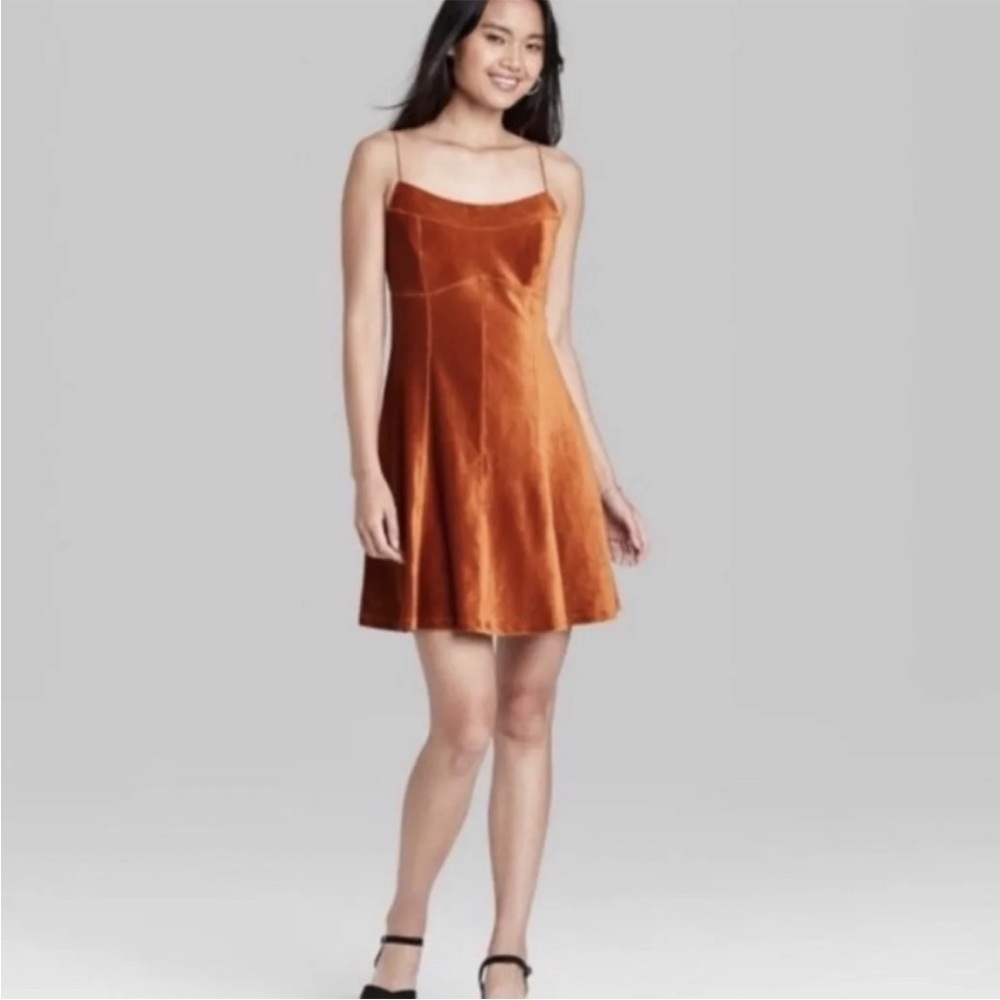 Wild Fable burnt orange baby doll corduroy ribbed velvet dress size M